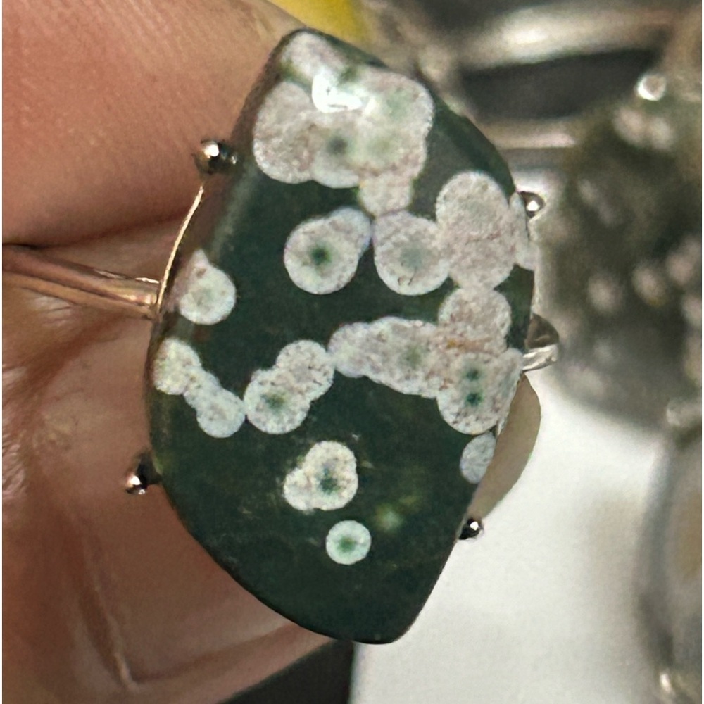 Beautiful ocean jasper 925 adjustable ring